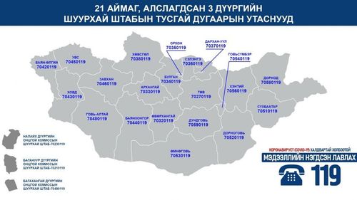 Орон нутгийн Онцгой комиссын Шуурхай штабын дугаарууд шинэчлэгдлээ